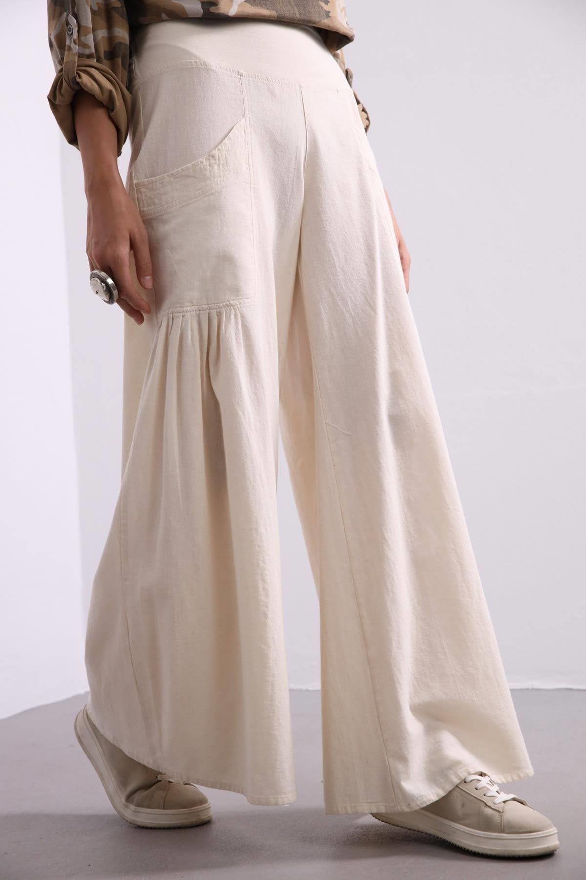  Cream Nora Pants - Şaman Butik | Boho Fashion  Cream Nora Pants
