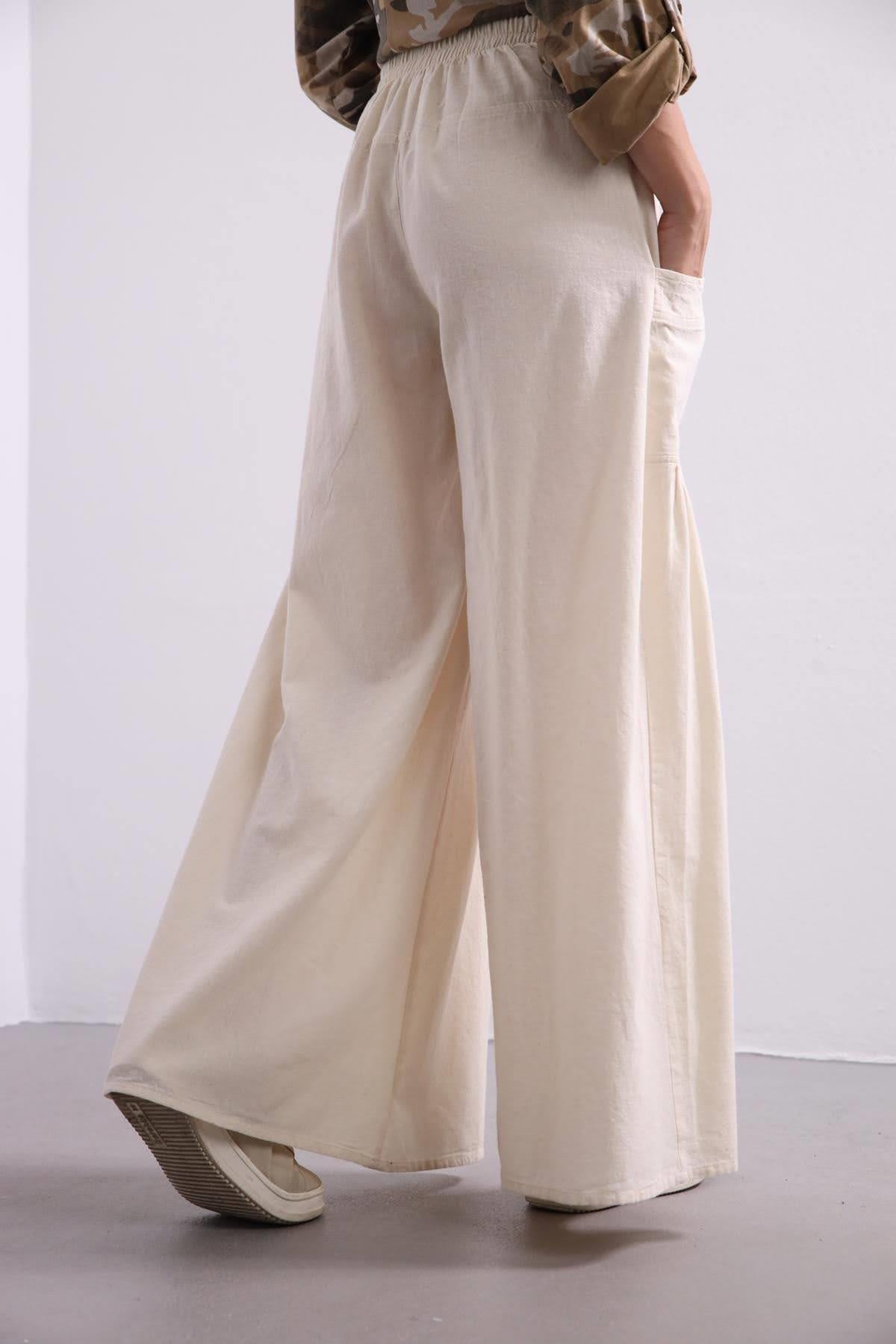  Cream Nora Pants - Şaman Butik | Boho Fashion  Cream Nora Pants