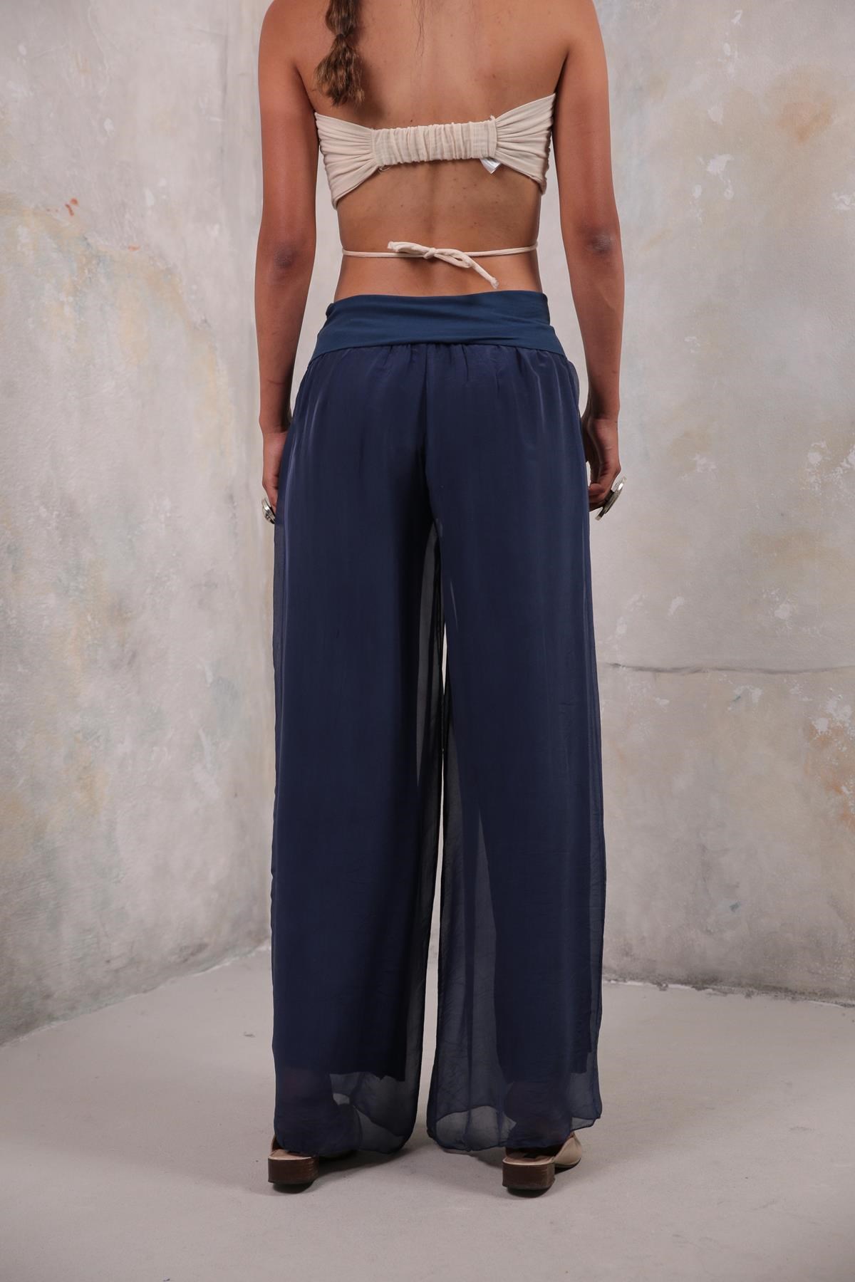  Navy Blue Silk Pants - Şaman Butik | Boho Fashion  Navy Blue Silk Pants