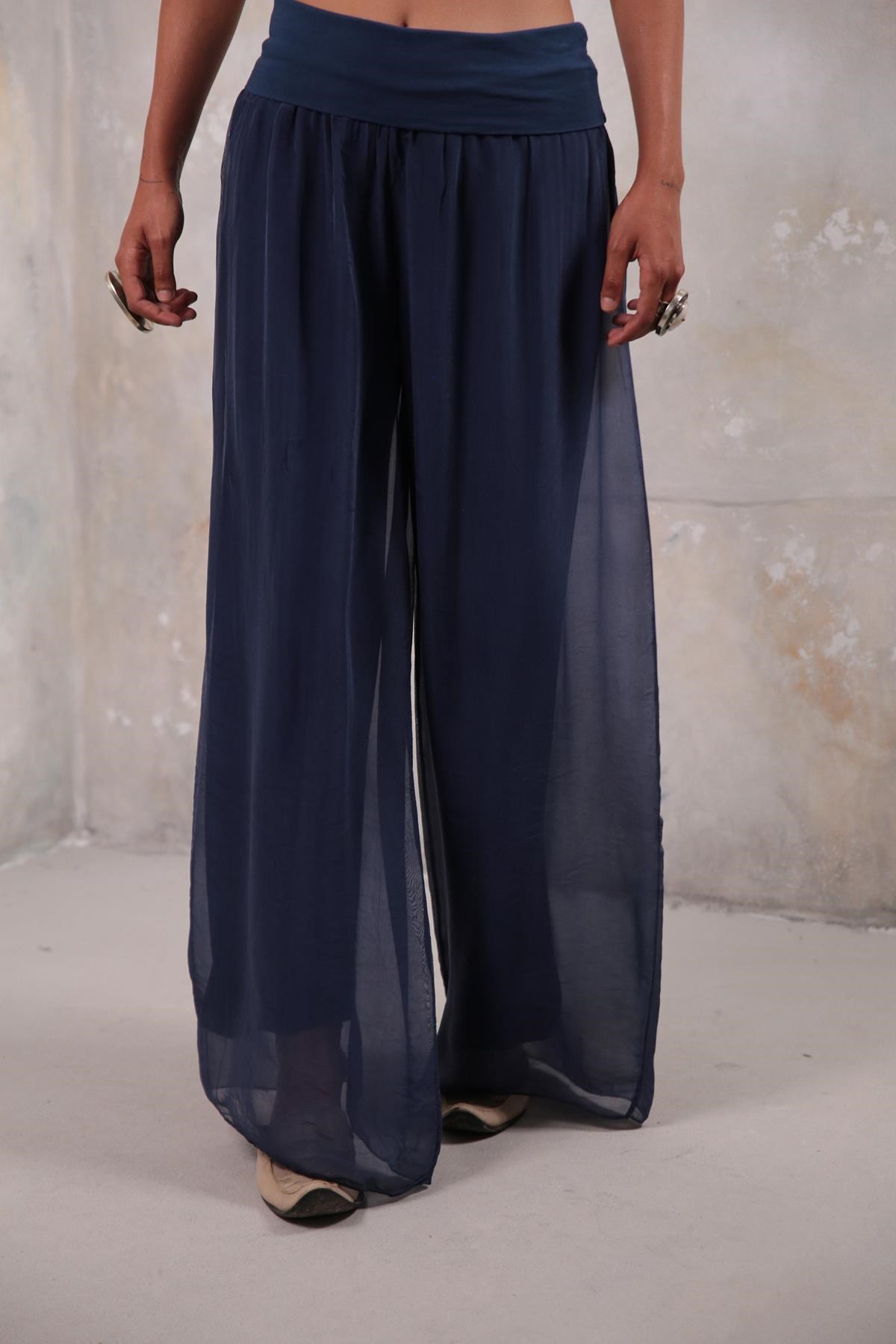  Navy Blue Silk Pants - Şaman Butik | Boho Fashion  Navy Blue Silk Pants