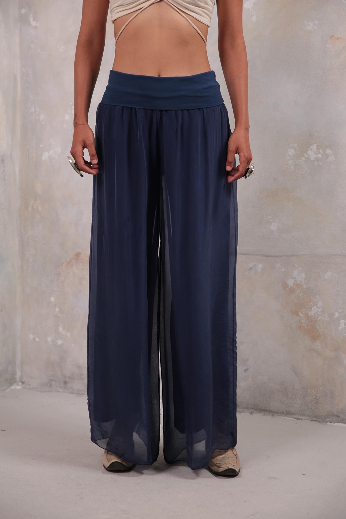  Navy Blue Silk Pants - Şaman Butik | Boho Fashion  Navy Blue Silk Pants