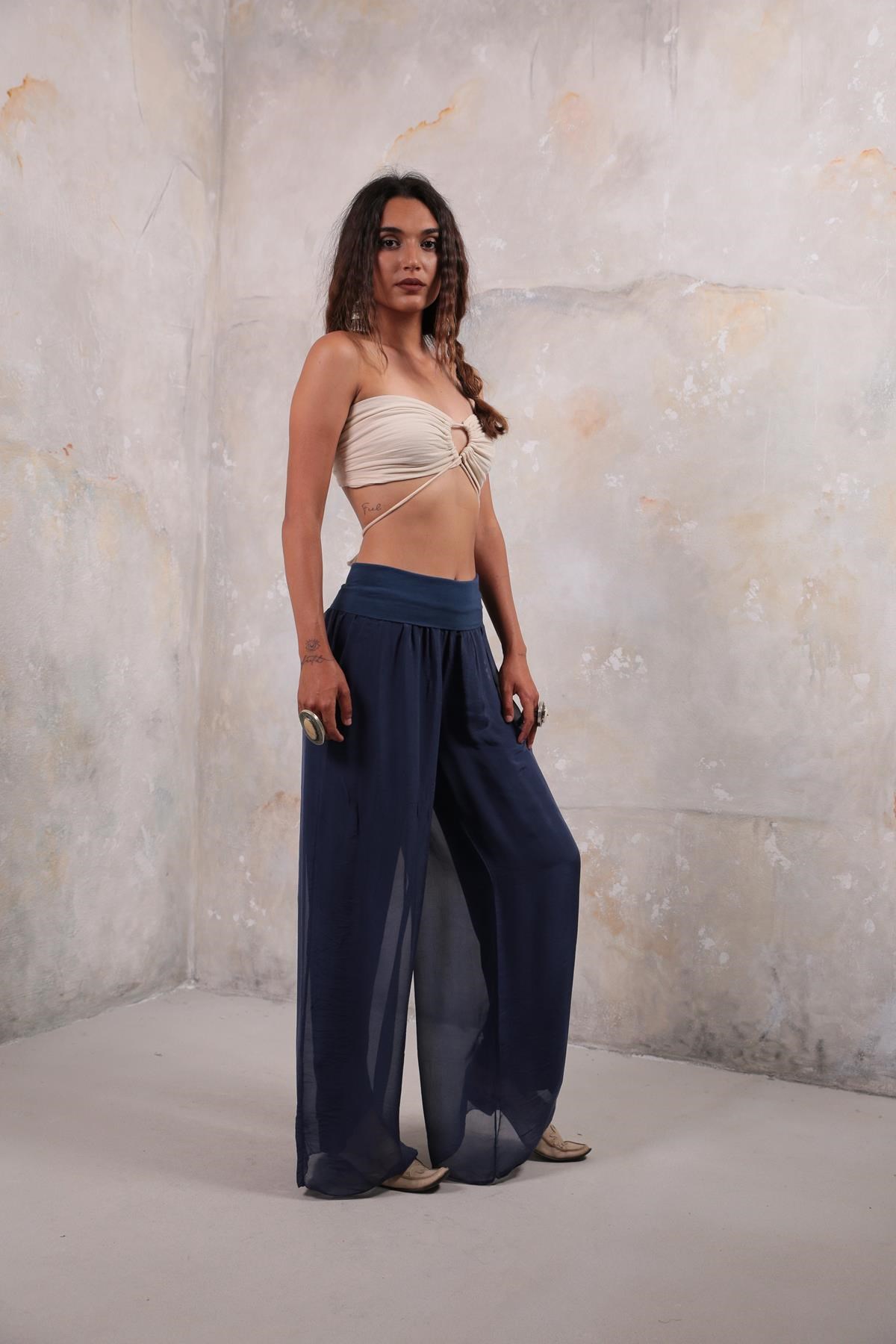 Navy Blue Silk Pants - Şaman Butik | Boho Fashion  Navy Blue Silk Pants