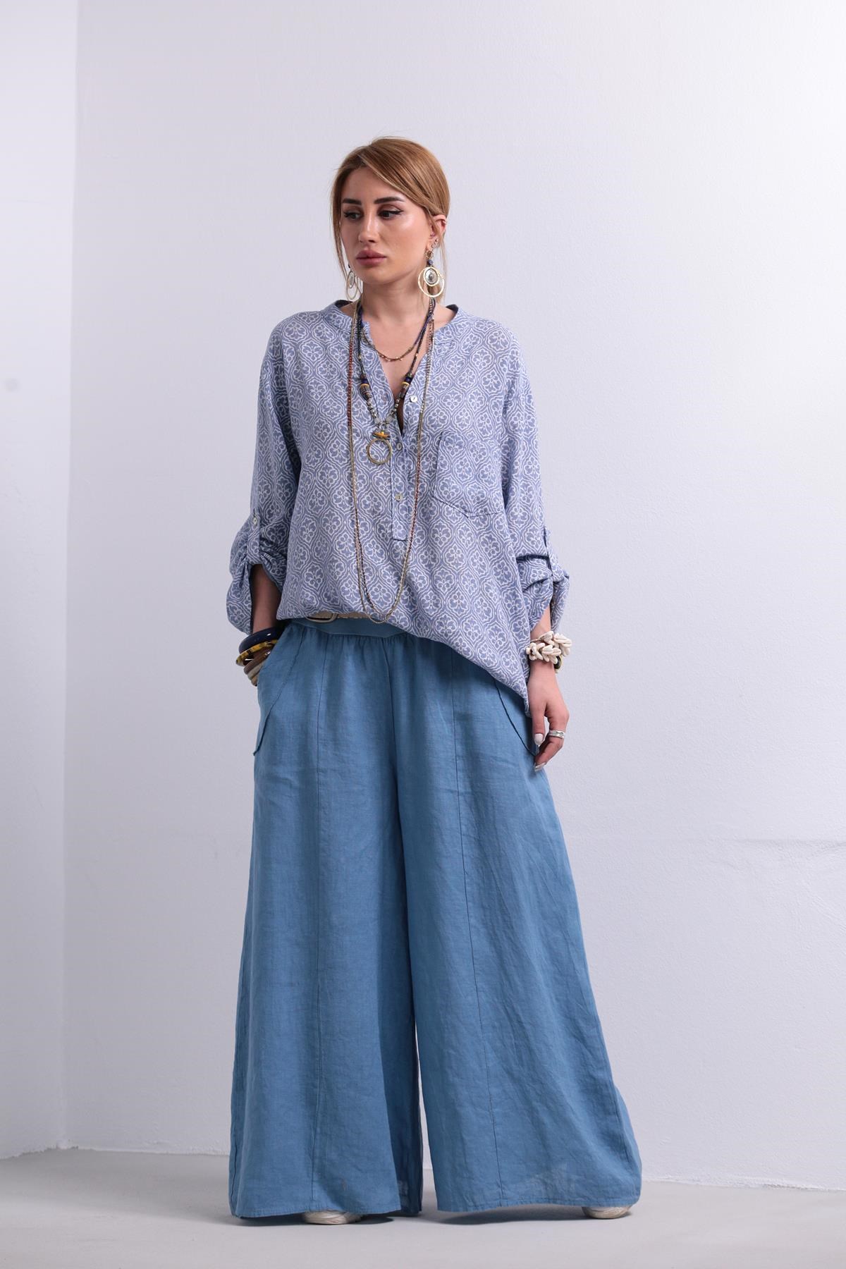 Blue Asena Pants - Saman Butik | Shop Online Blue Asena Pants