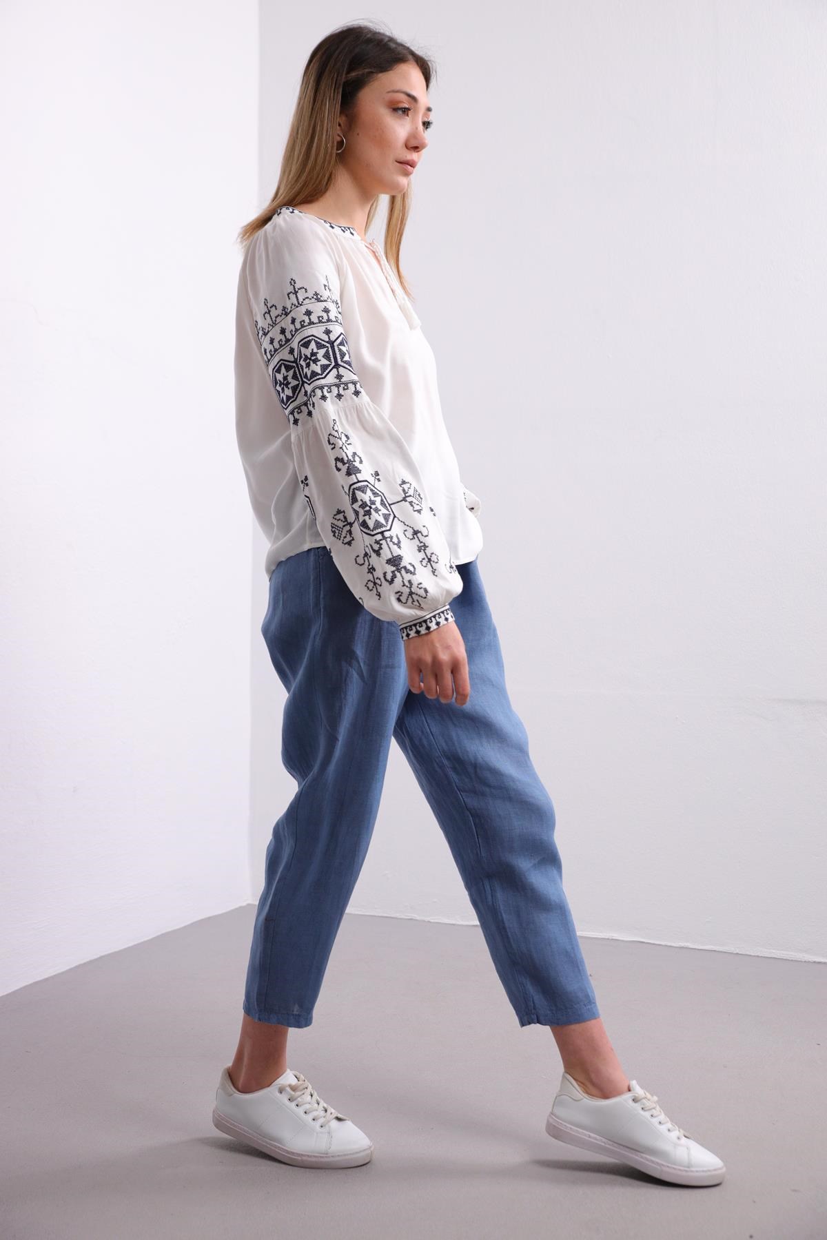  Blue Judith Linen Trousers