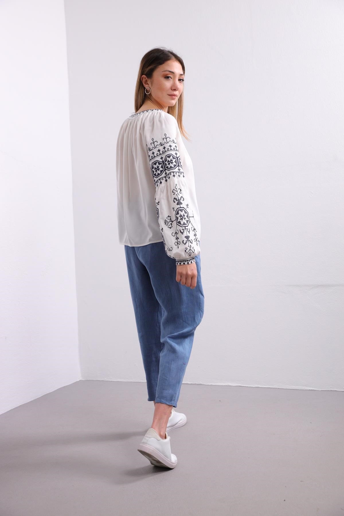  Blue Judith Linen Trousers