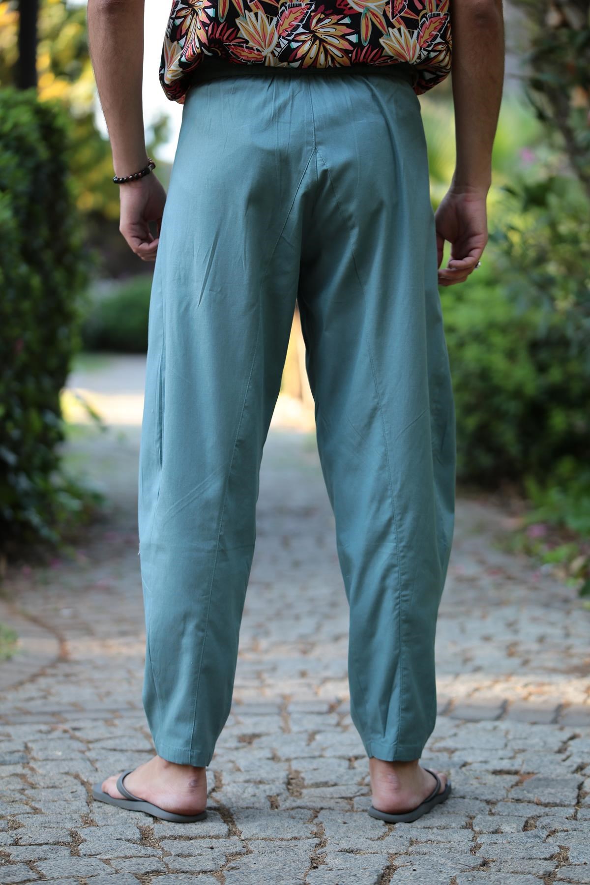  Mint Yeşili Beli Lastikli Pantolon