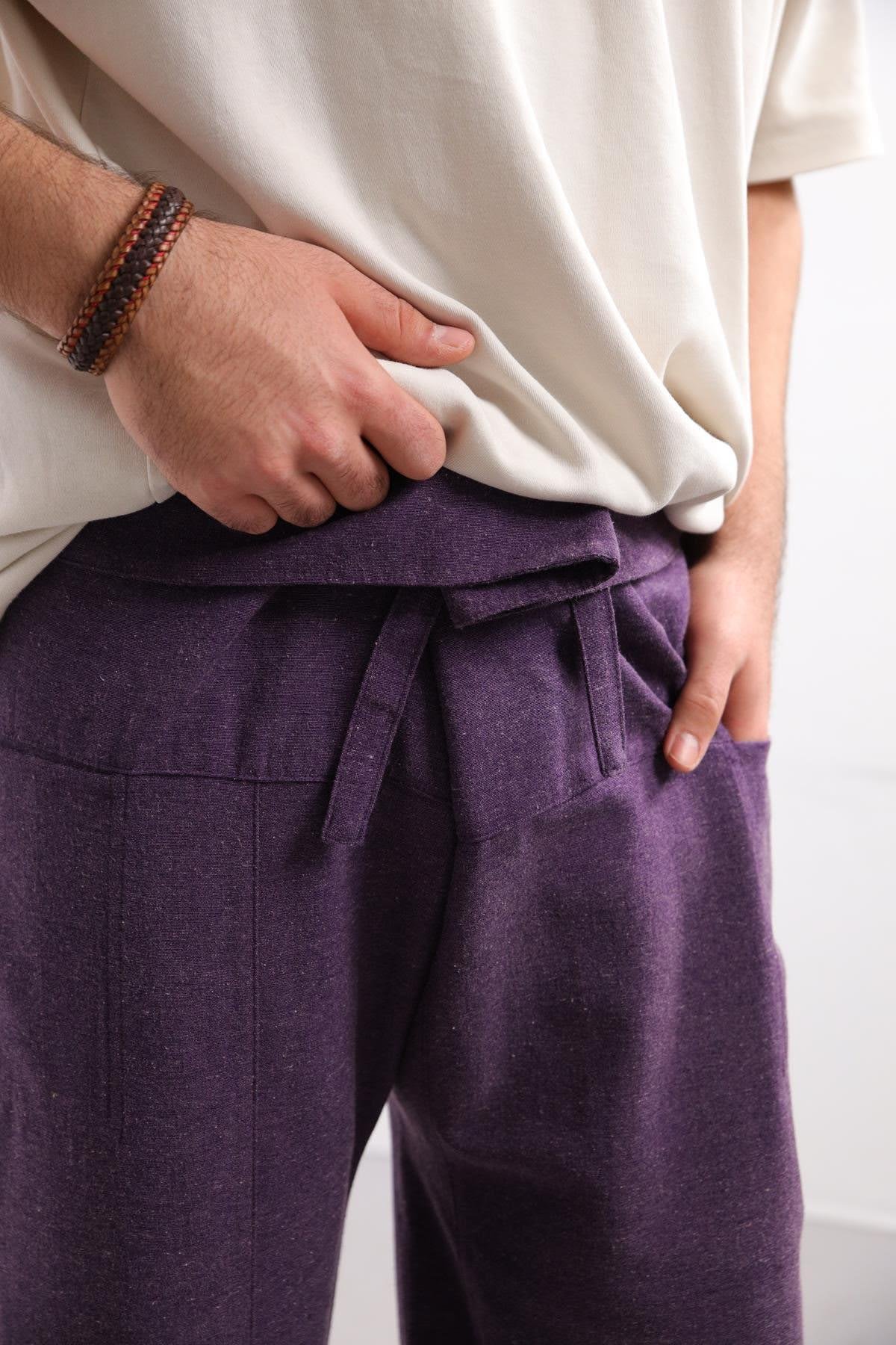 Purple Relaxed Fit Fisherman Pants Purple Relaxed Fit Fisherman Pants