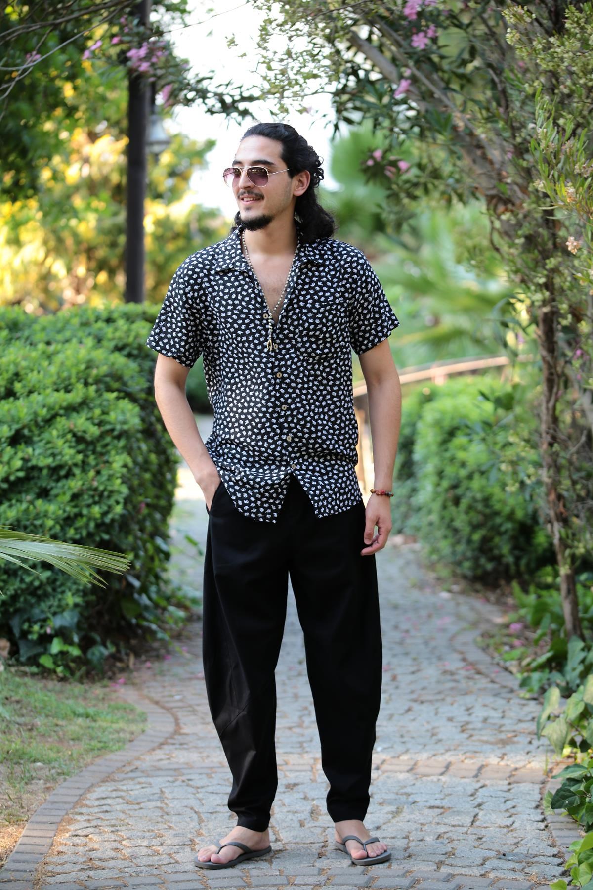  Siyah Beli Lastikli Pantolon