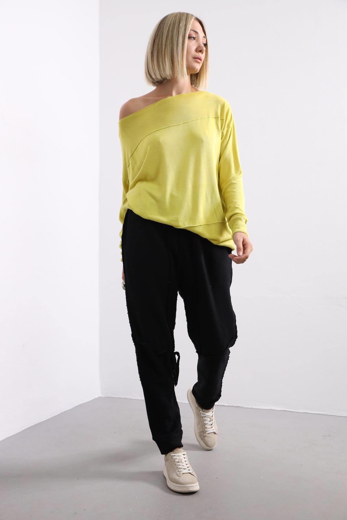 Black Tie and Stitch Detail Trousers - Şaman Butik | Shop Online Black Tie and Stitch Detail Trousers