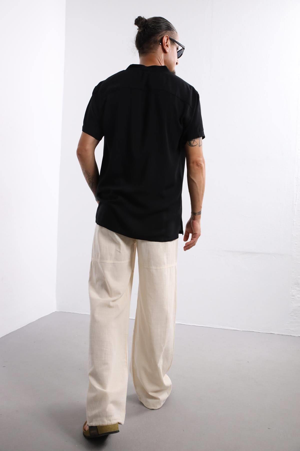  Taş Rengi Paçası Büzgülü Tom Pantolon