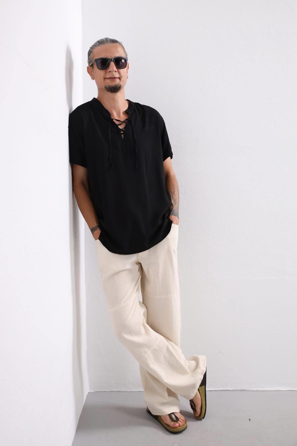  Taş Rengi Paçası Büzgülü Tom Pantolon