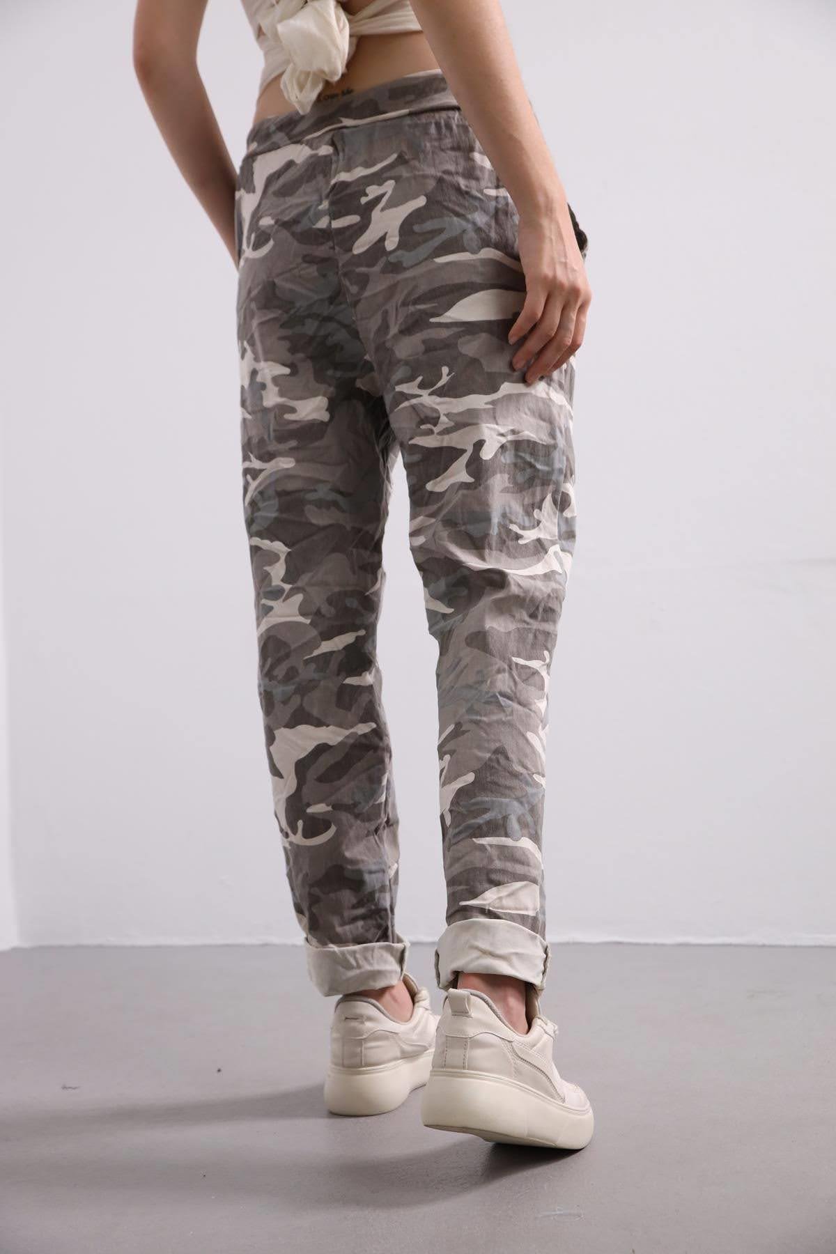 Mink Camouflage Tie Waist Trousers Mink Camouflage Tie Waist Trousers