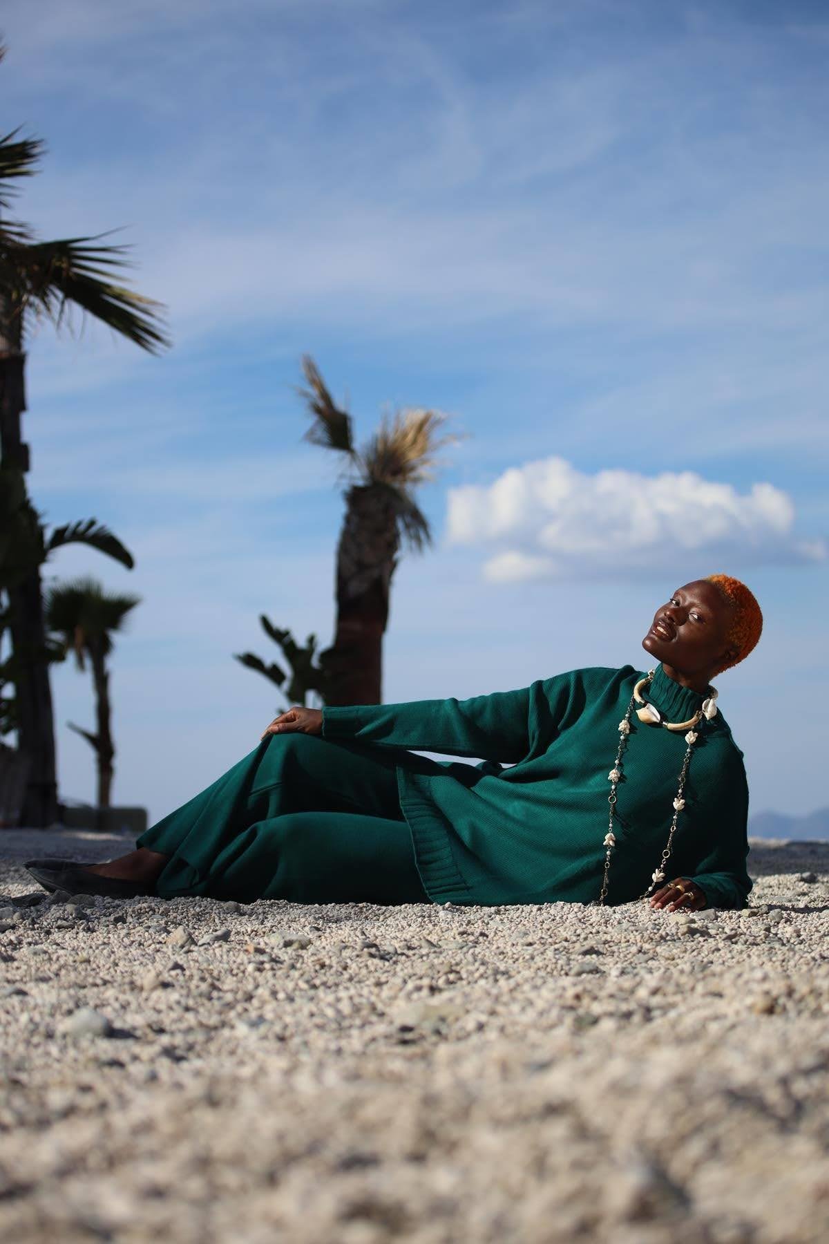 Petrol Yeşili Balıkçı Yaka Kazak ve Triko Pantolon Takım