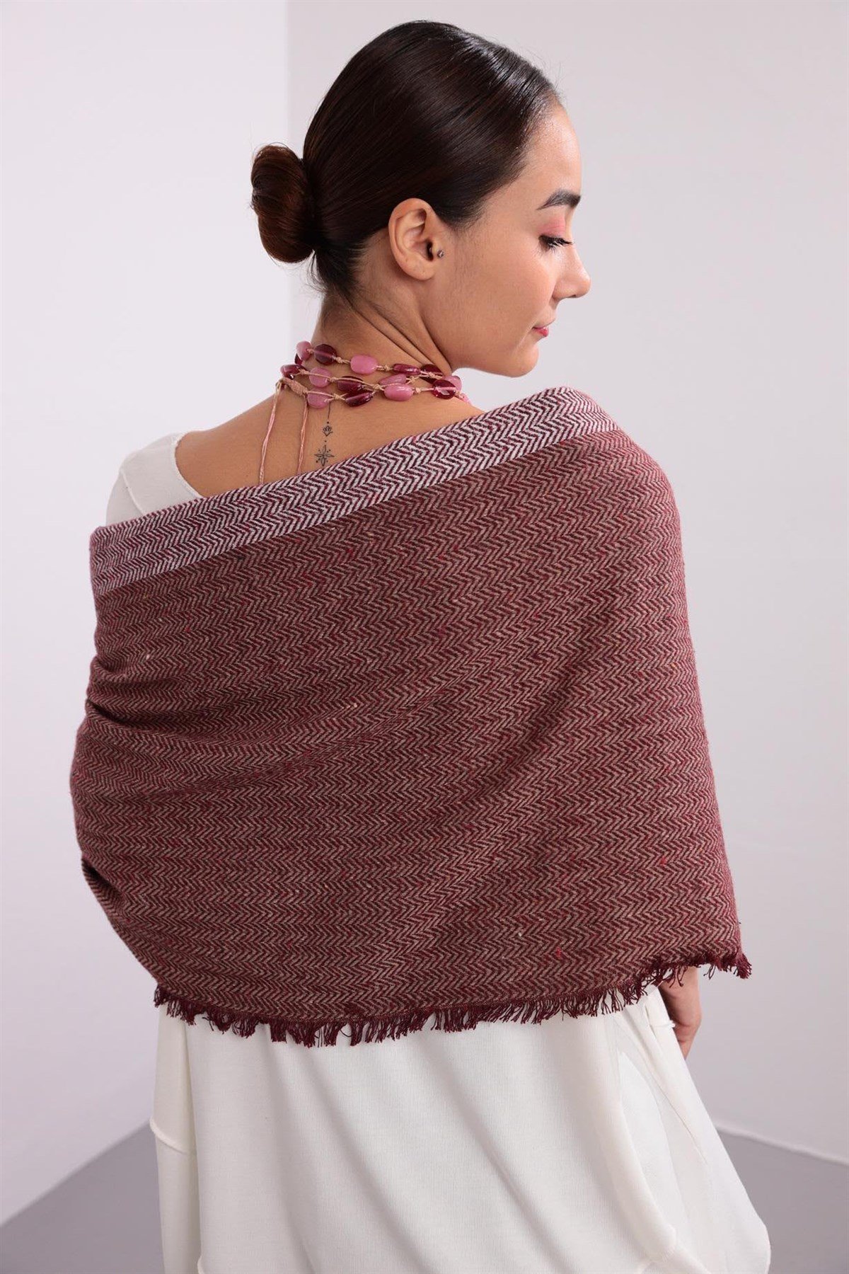  Renkli Desenli Saçaklı Şal