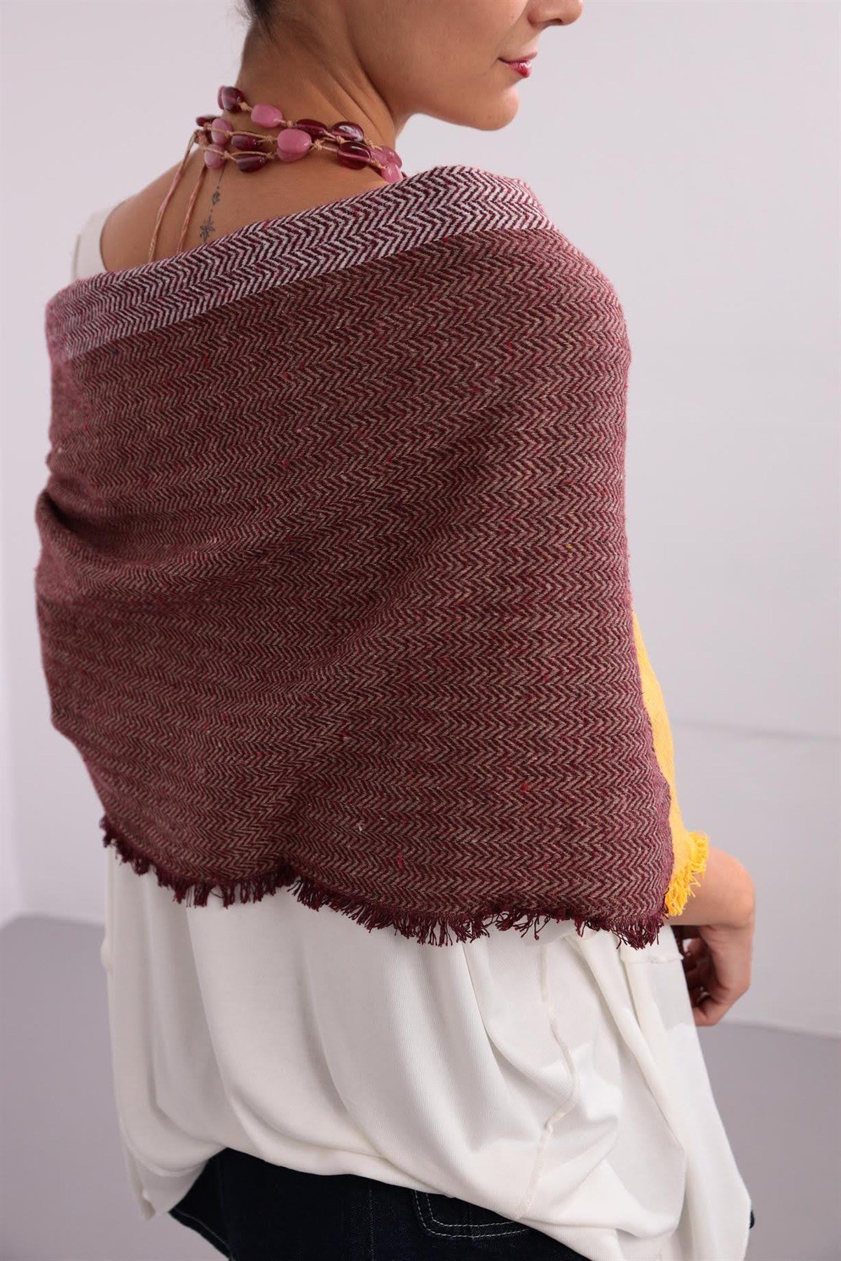  Renkli Desenli Saçaklı Şal