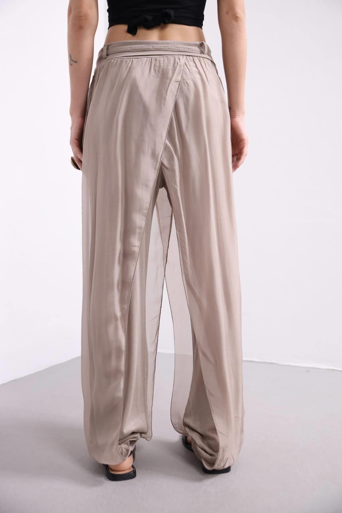 Beige Silk Harem Pants - Saman Butik | Shop Online Beige Silk Harem Pants