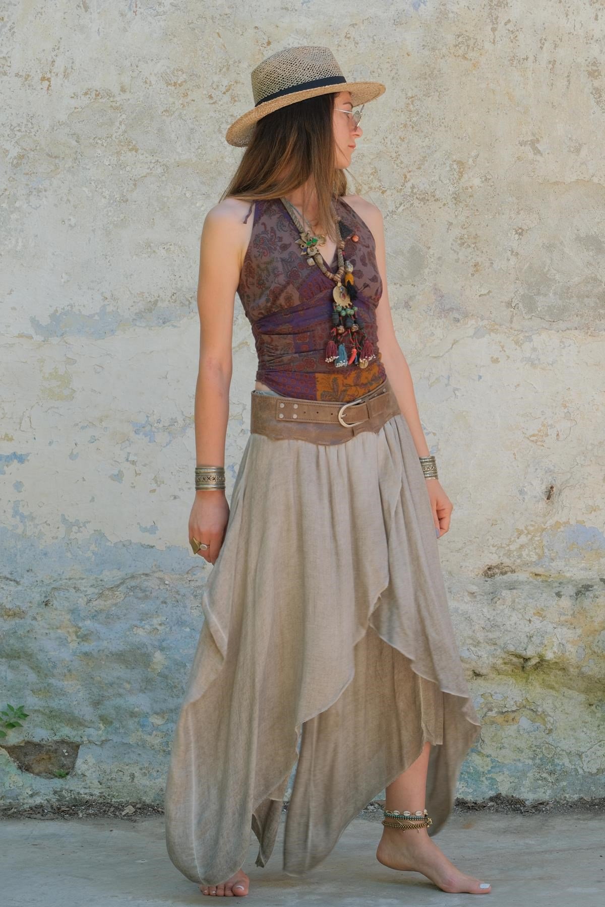  Bej Pamuk Kelebek Şalvar