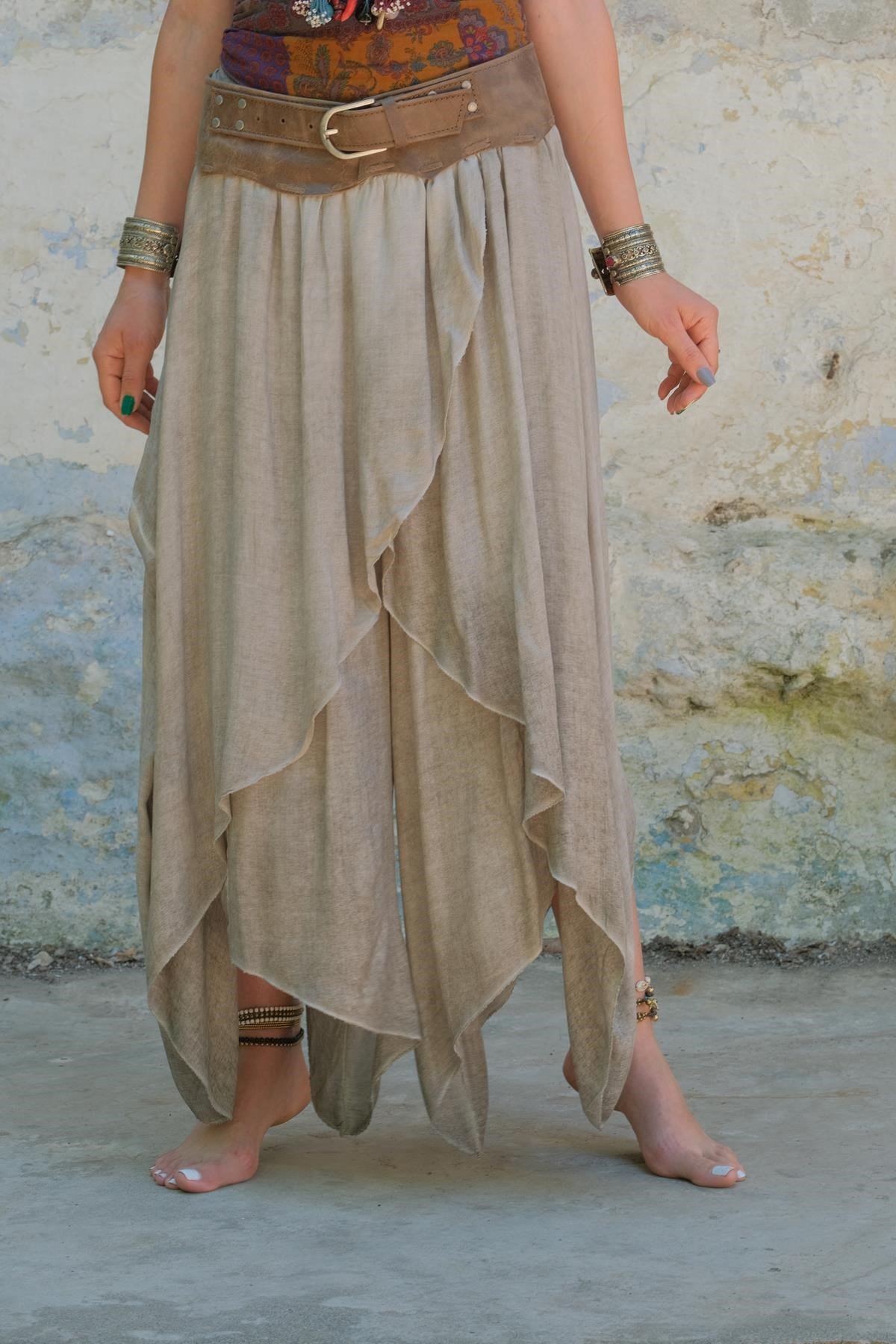  Bej Pamuk Kelebek Şalvar