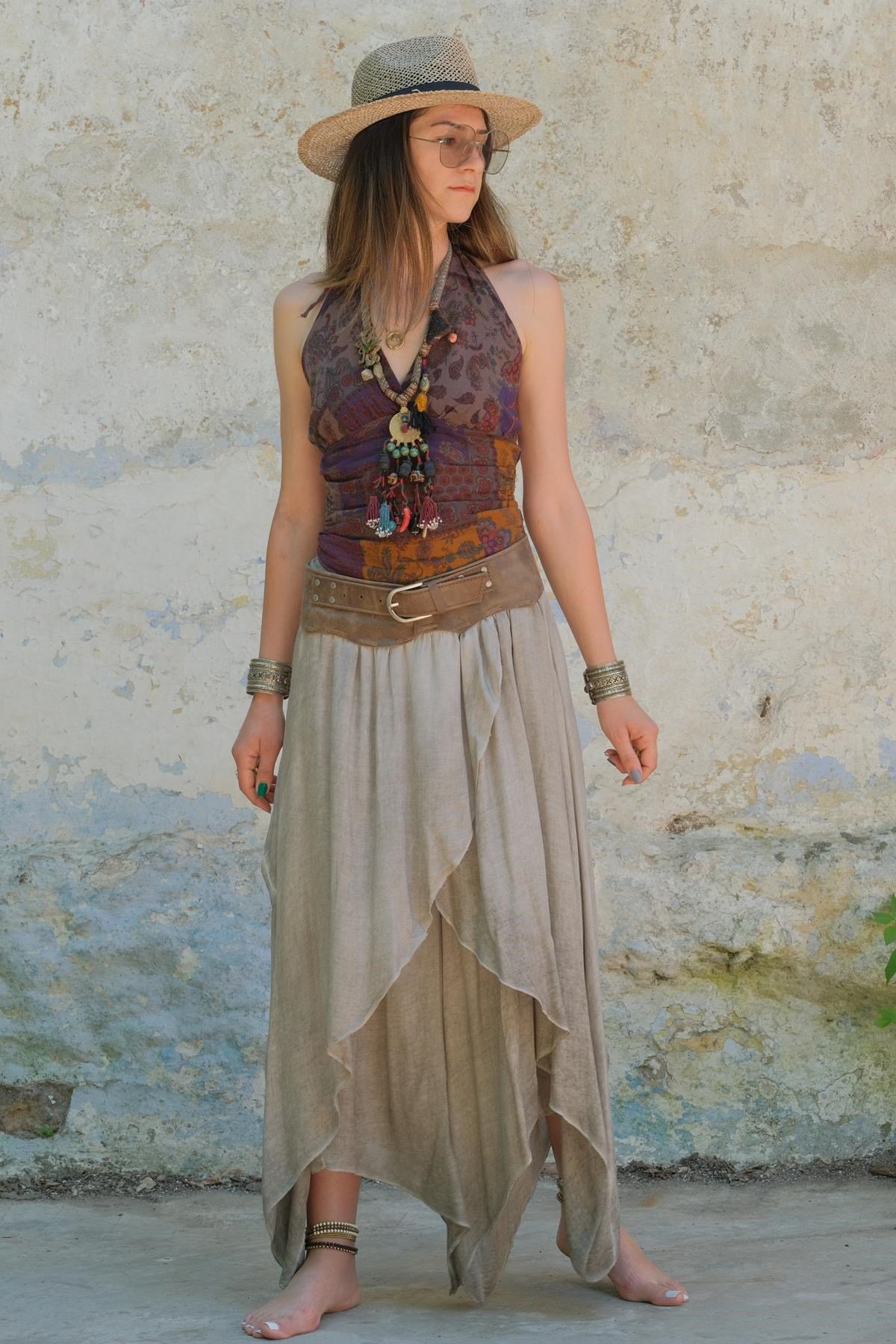  Bej Pamuk Kelebek Şalvar