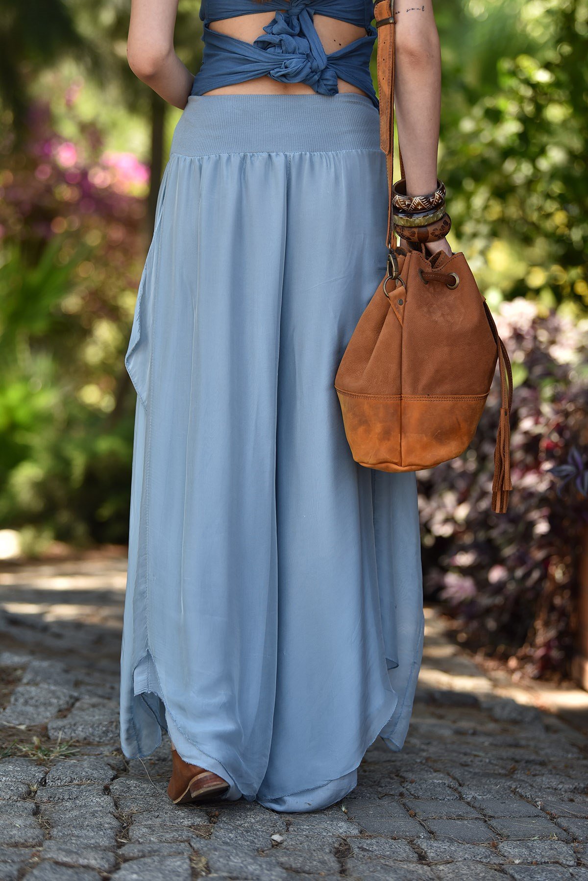 Buz Mavisi İpek Kelebek Şalvar - Şaman Butik  - Bohem Giyim ve Aksesuar | Kadın & Erkek Buz Mavisi İpek Kelebek Şalvar