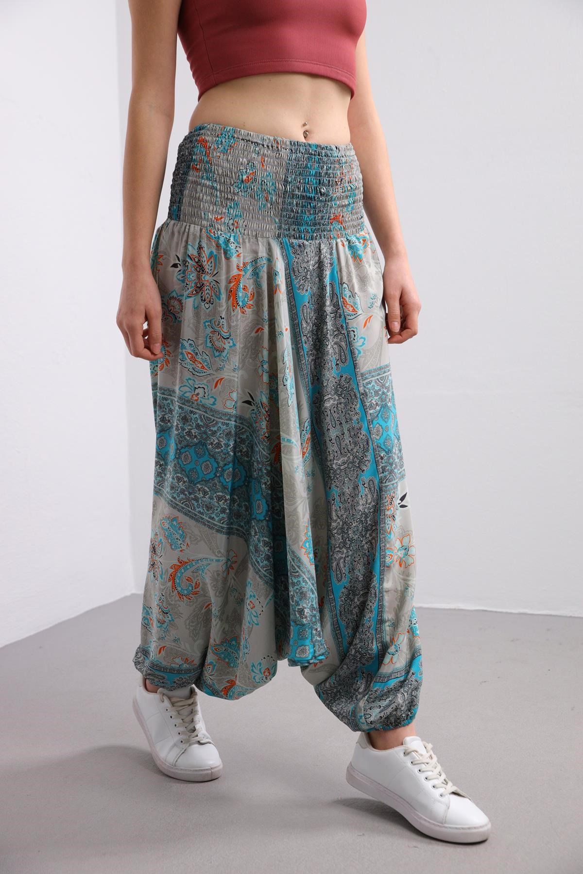 Gri İpek Harem Şalvar - Şaman Butik Gri İpek Harem Şalvar