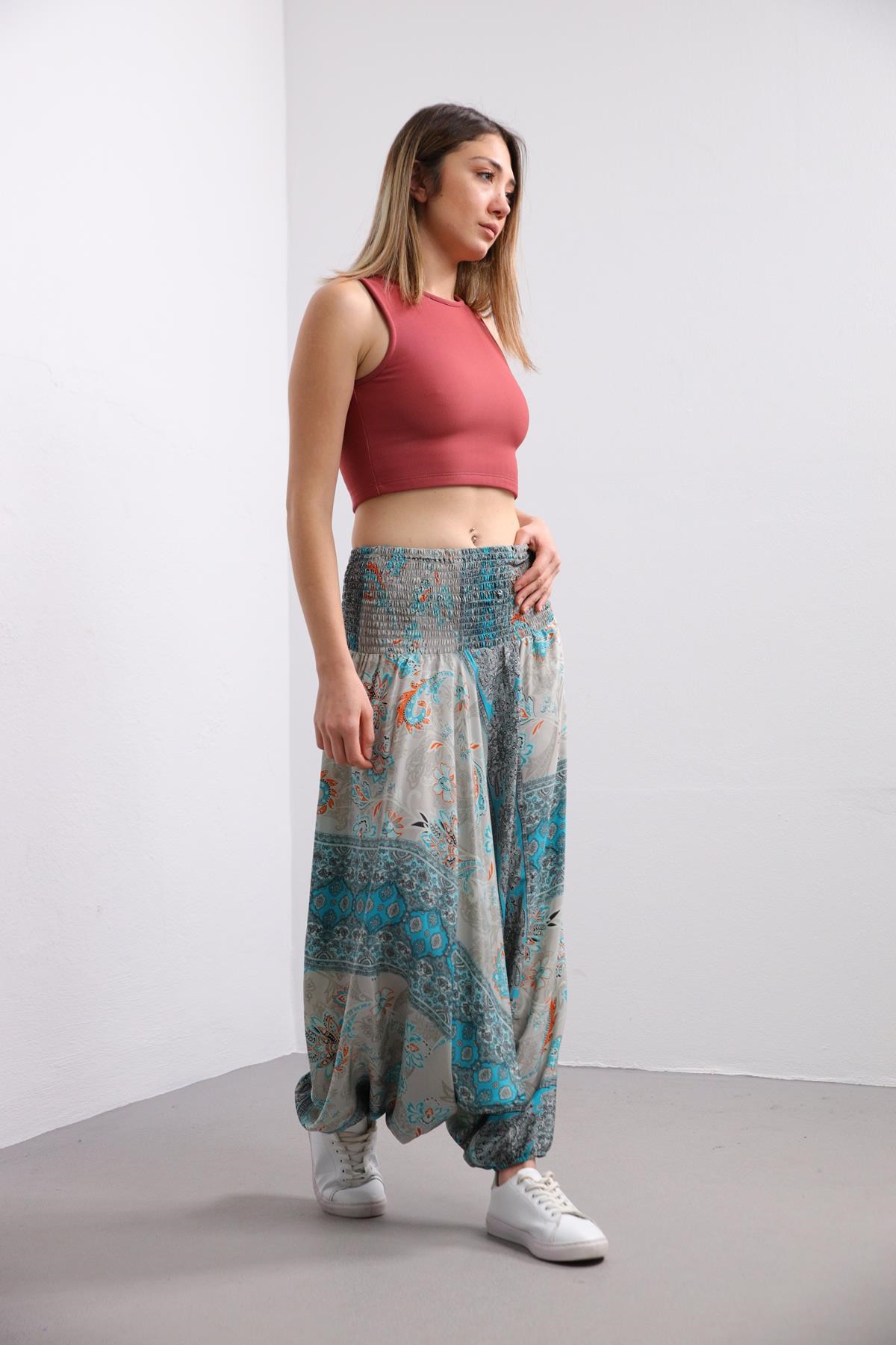 Gri İpek Harem Şalvar - Şaman Butik Gri İpek Harem Şalvar