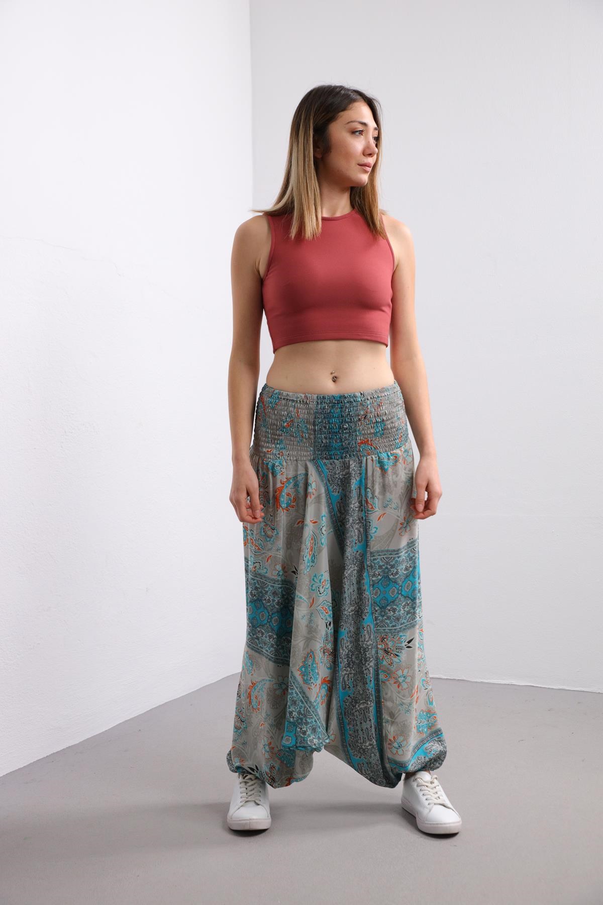 Gri İpek Harem Şalvar - Şaman Butik Gri İpek Harem Şalvar