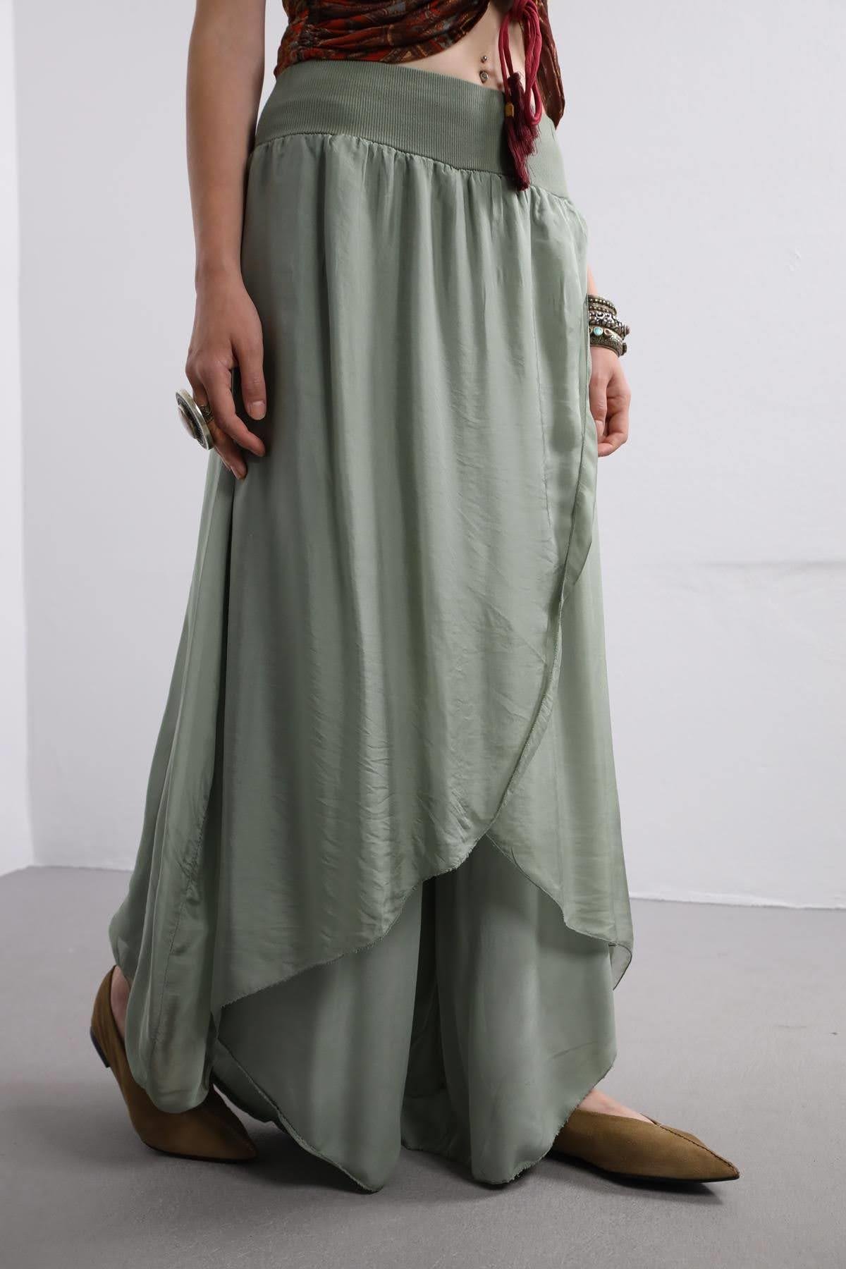 Khaki Silk Harem Pants - Saman Butik | Shop Online Khaki Silk Harem Pants
