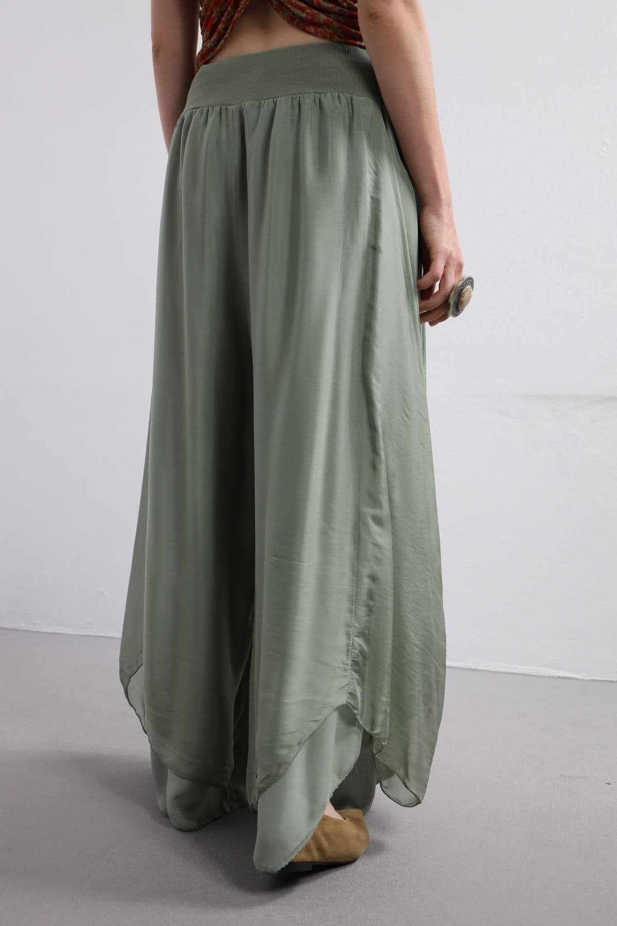 Khaki Silk Harem Pants - Saman Butik | Shop Online Khaki Silk Harem Pants