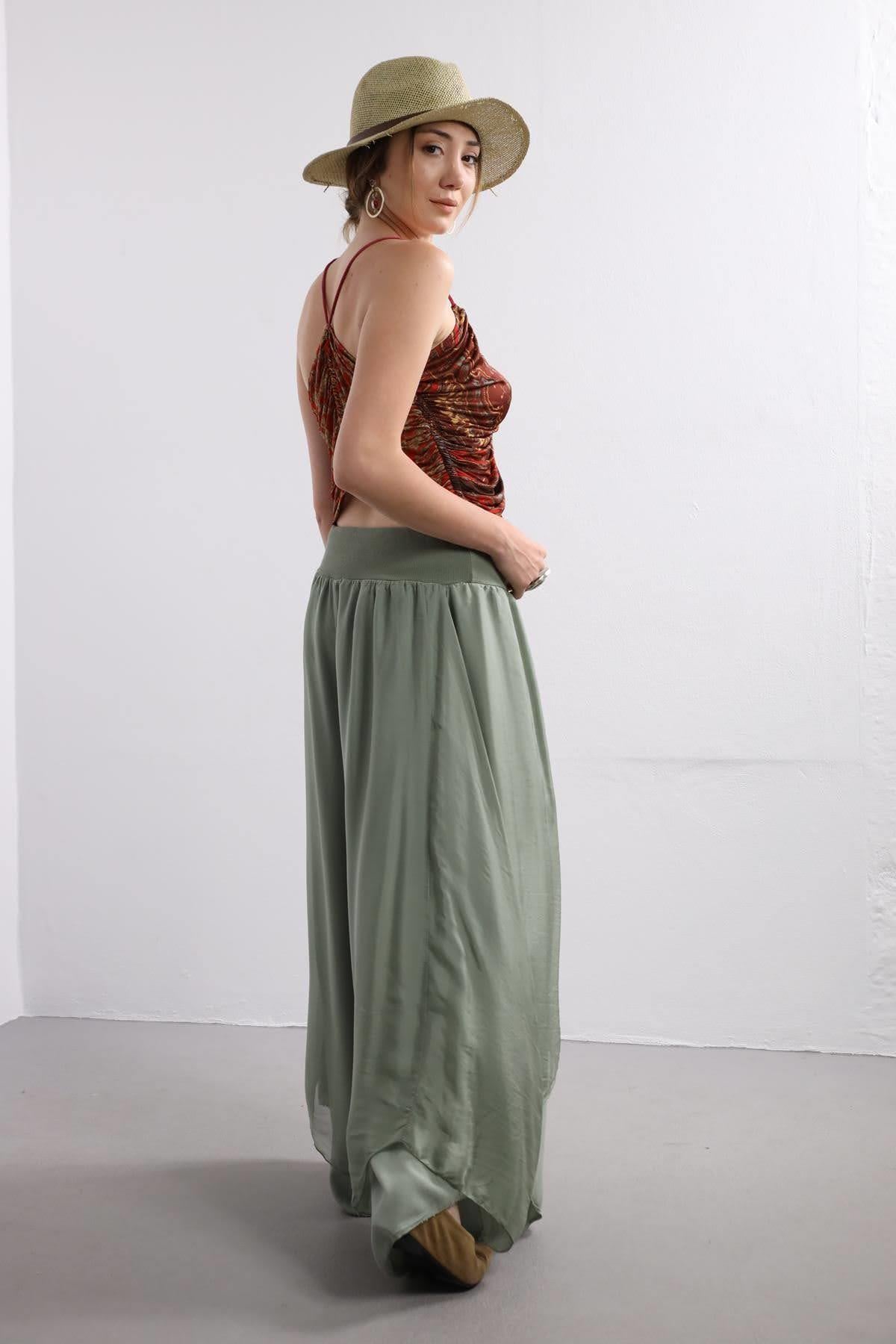 Khaki Silk Harem Pants - Saman Butik | Shop Online Khaki Silk Harem Pants