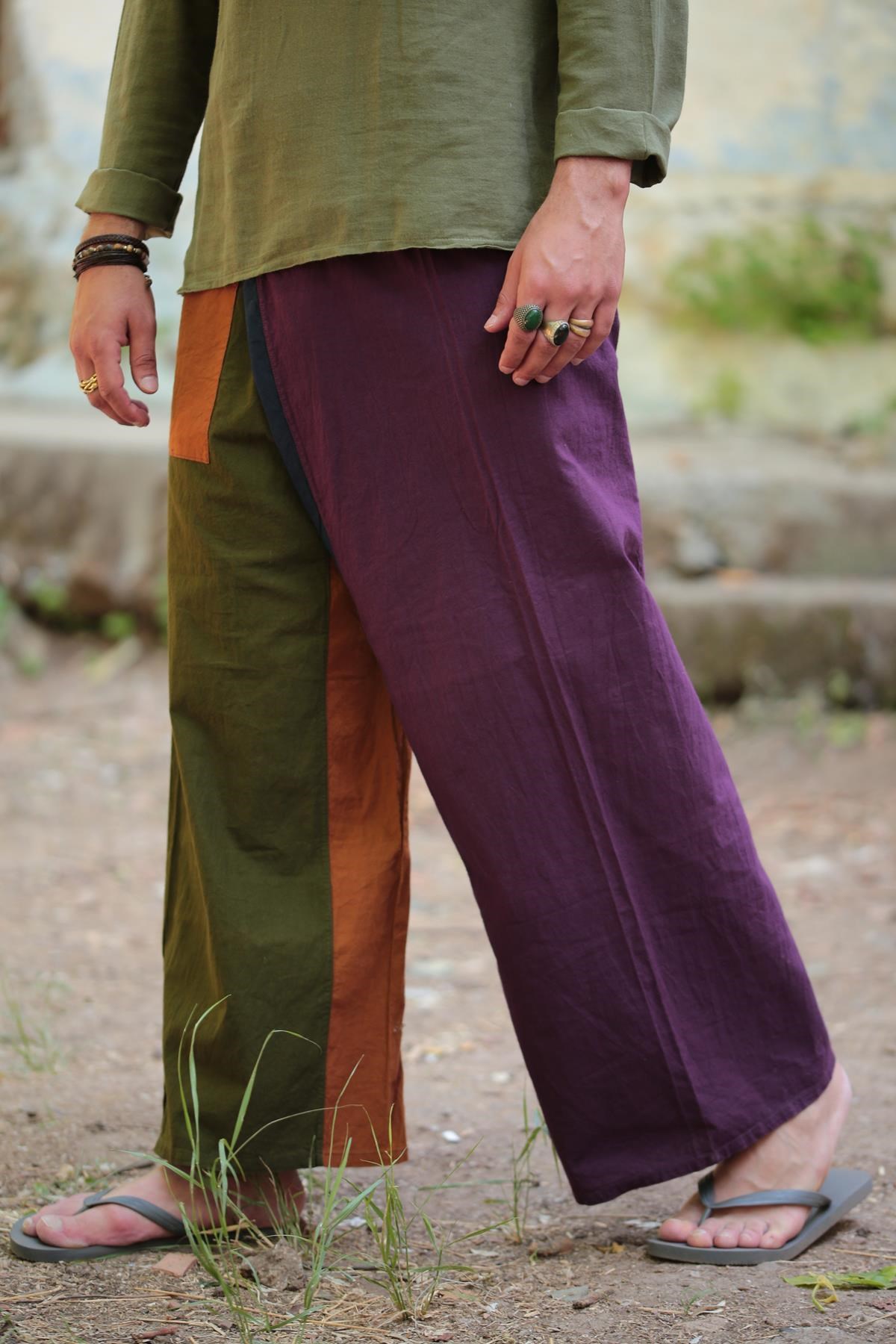 Haki Rahat Kesim Beli Bağlamalı Balıkçı Pantolon - Şaman Butik Haki Rahat Kesim Beli Bağlamalı Balıkçı Pantolon