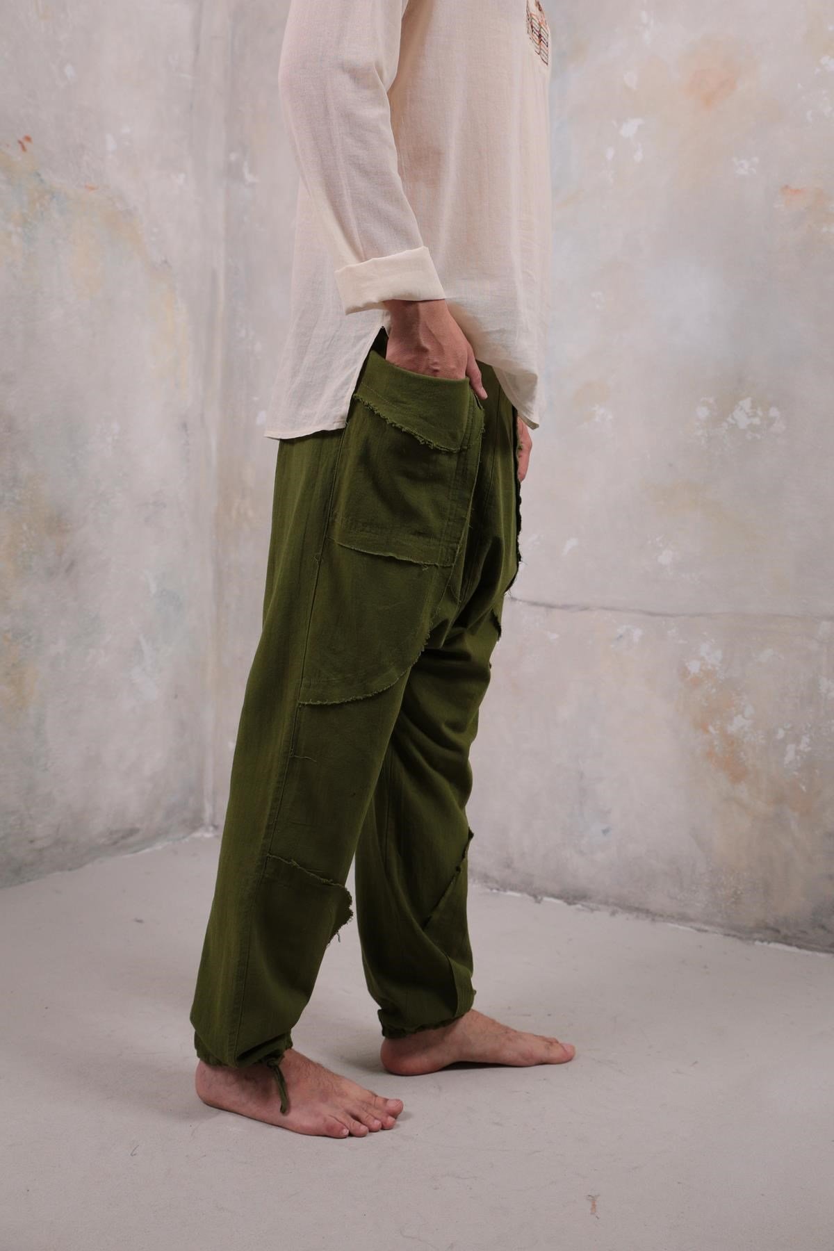  Haki Torba Cep Manhattan Şalvar