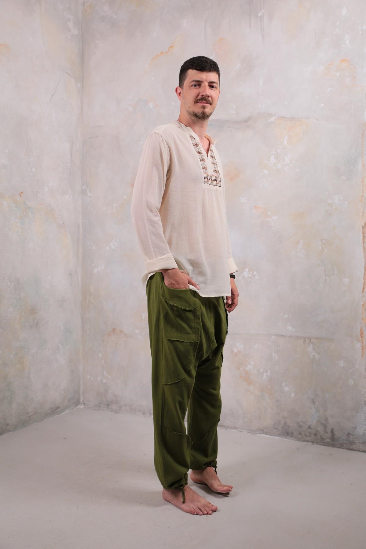  Haki Torba Cep Manhattan Şalvar