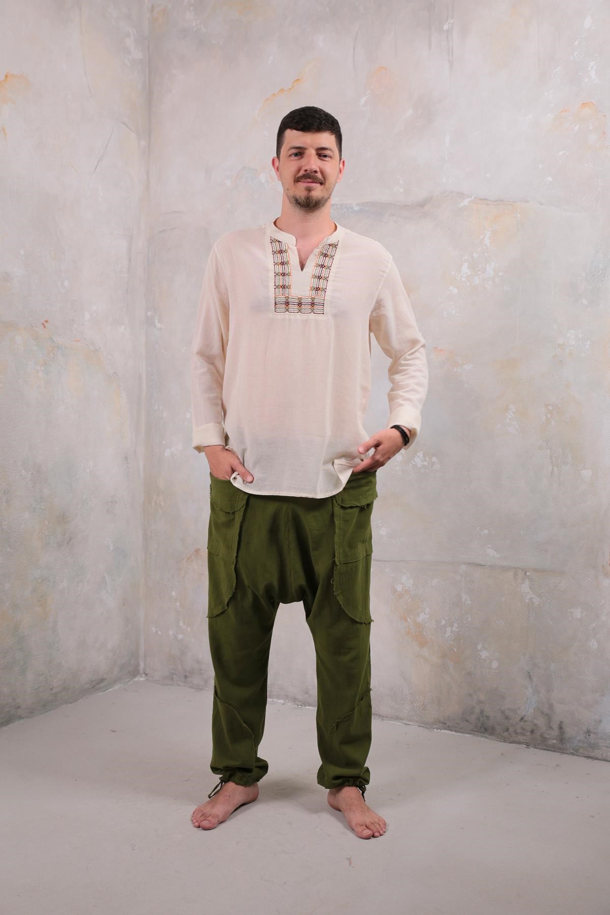  Haki Torba Cep Manhattan Şalvar