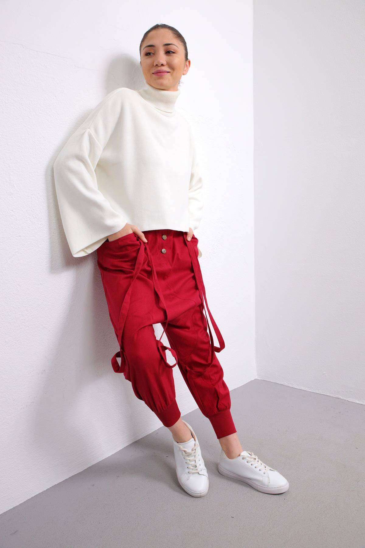Red Harem Trousers - Şaman Butik | Boho Fashion Red Harem Trousers