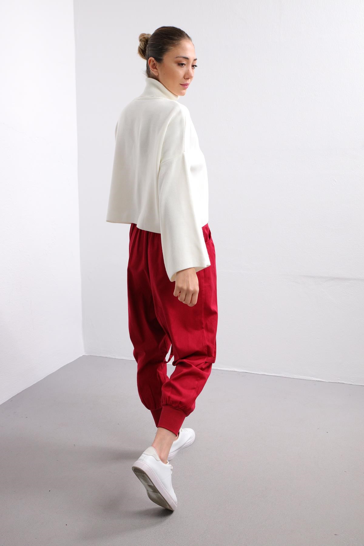 Red Harem Trousers - Şaman Butik | Boho Fashion Red Harem Trousers