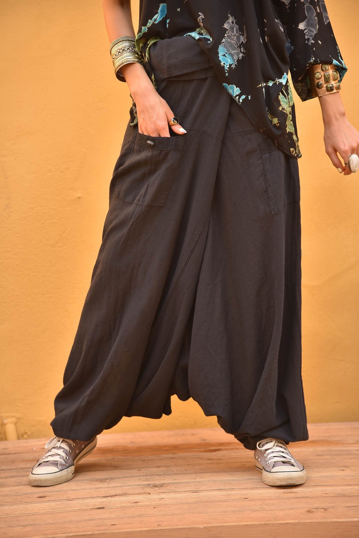 Lacivert Balıkçı Şalvar - Şaman Butik Lacivert Balıkçı Şalvar