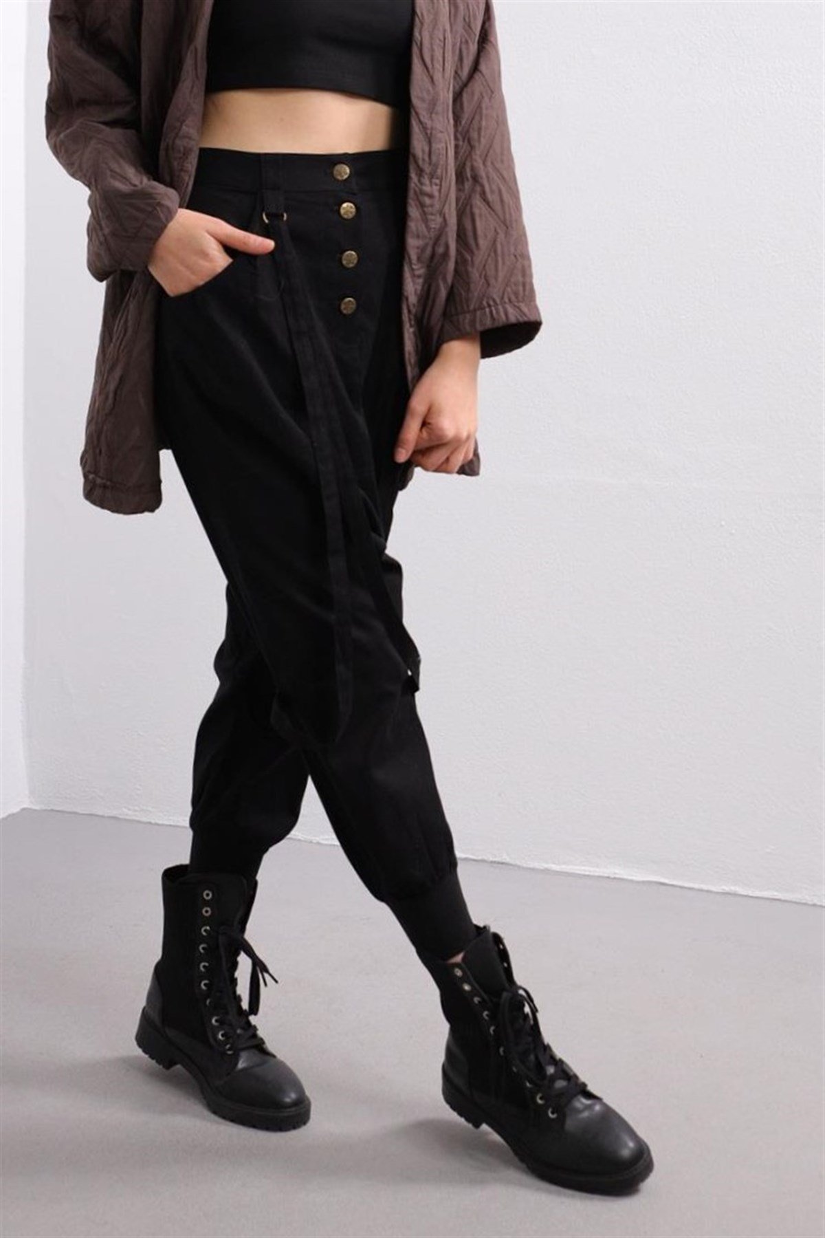 Black Harem Trouser with Ropes - Şaman Butik | Boho Fashion Black Harem Trouser with Ropes