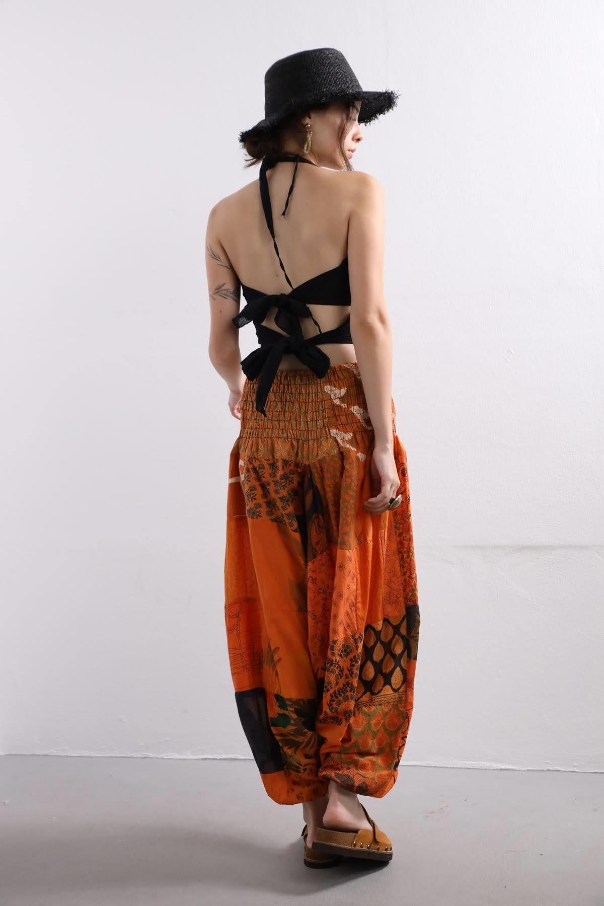  Turuncu Patchwork Şalvar