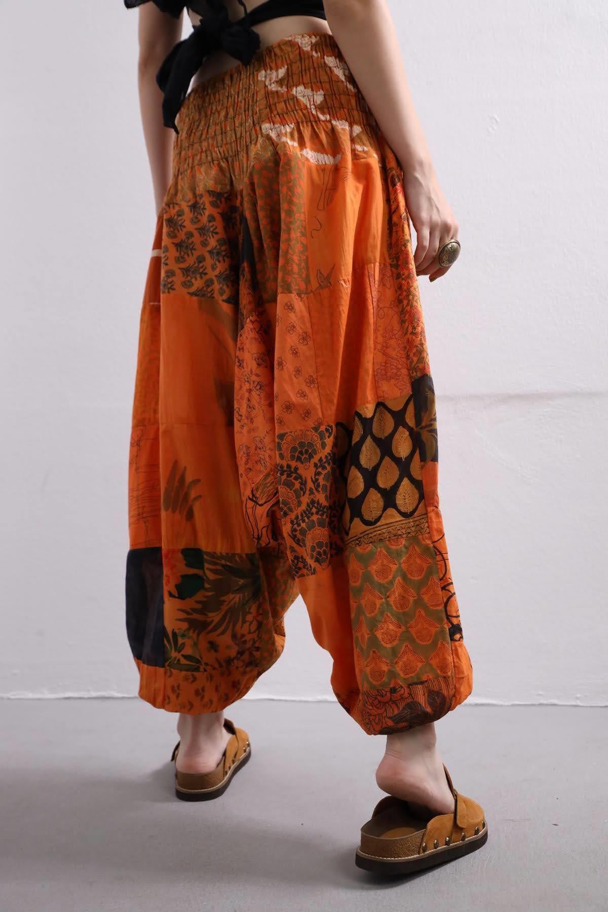  Turuncu Patchwork Şalvar
