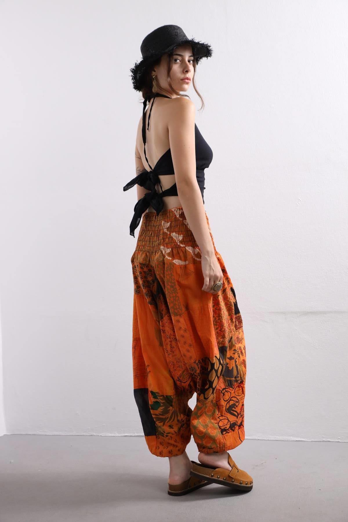  Turuncu Patchwork Şalvar