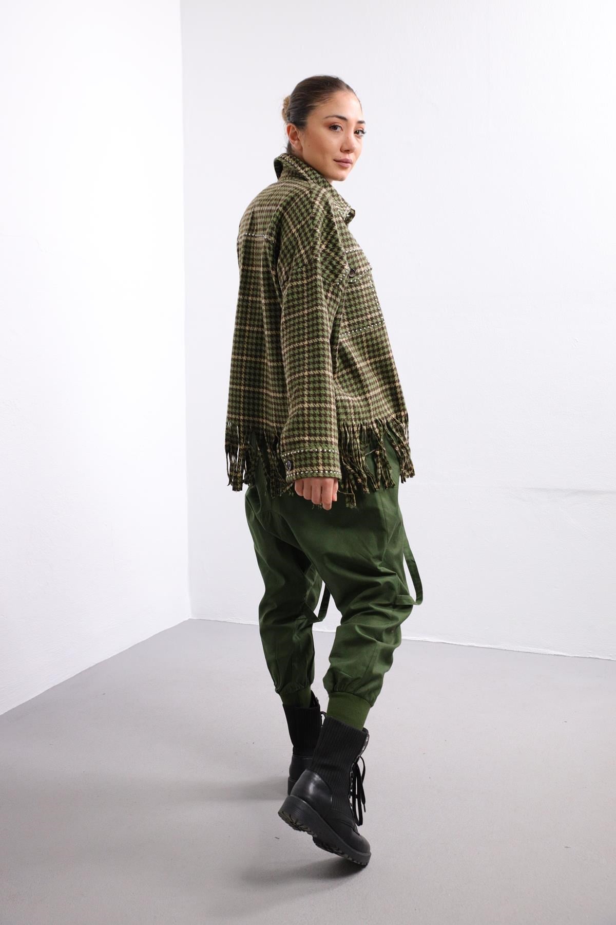 Yeşil İpli Şalvar - Şaman Butik | Boho Fashion Green Harem Trouser with Ropes
