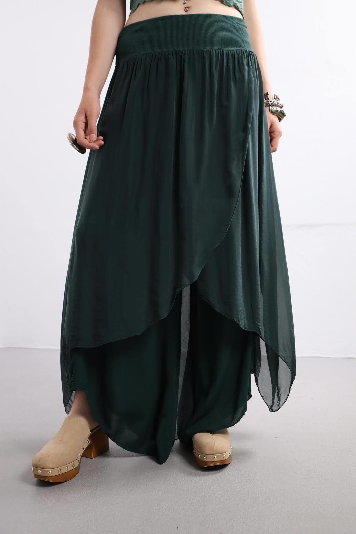 Olive Green Silk Harem Pants - Şaman Butik | Boho Fashion Olive Green Silk Harem Pants