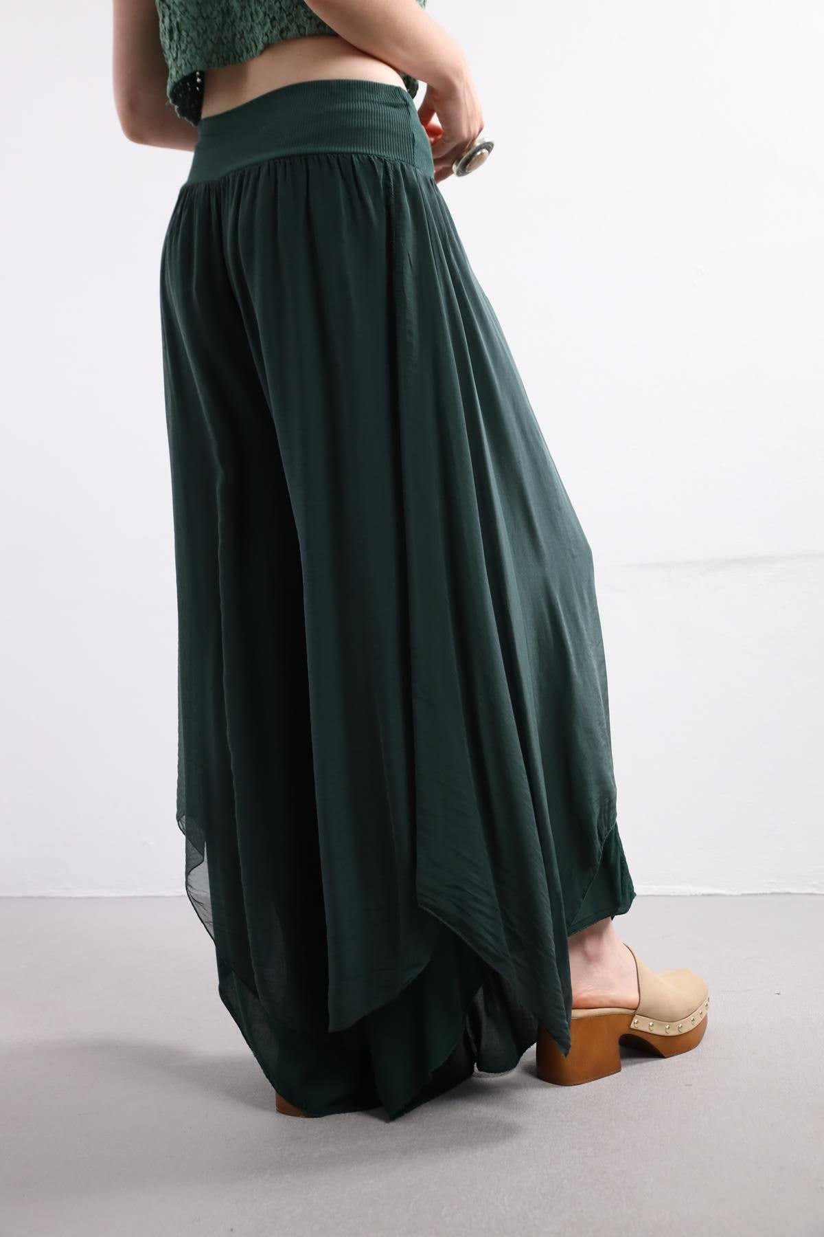 Olive Green Silk Harem Pants - Şaman Butik | Boho Fashion Olive Green Silk Harem Pants