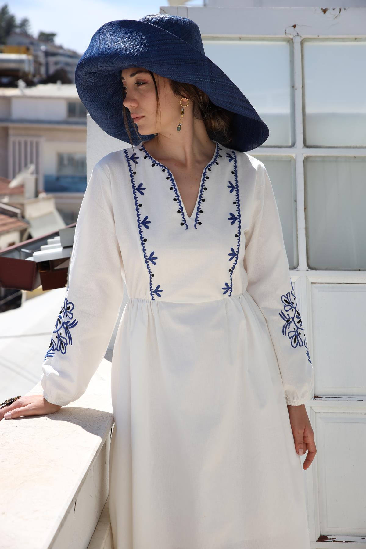  Lacivert Rafya Şapka