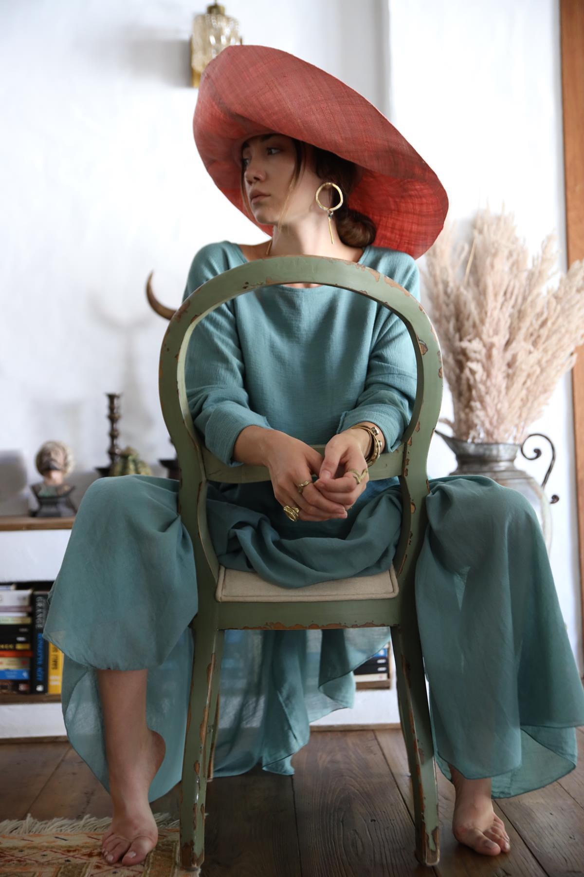  Pudra Pembe Rafya Şapka