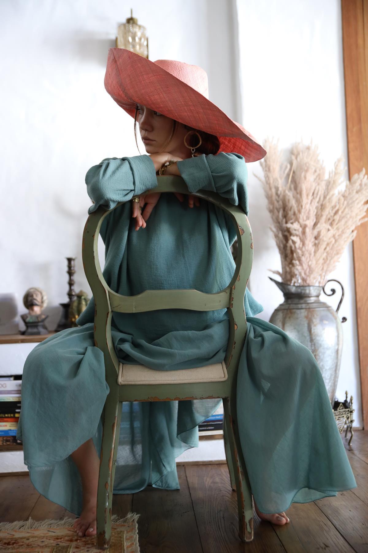  Pudra Pembe Rafya Şapka