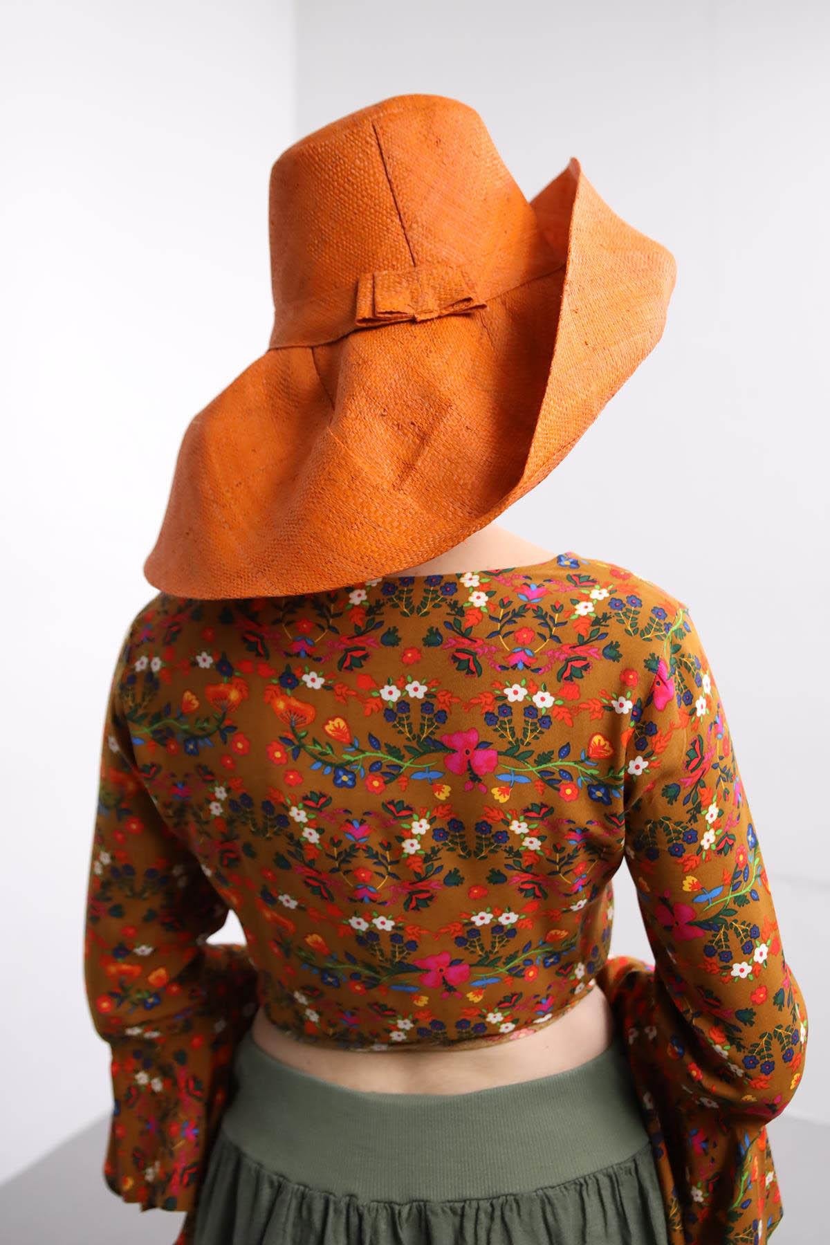  Turuncu Rafya Şapka