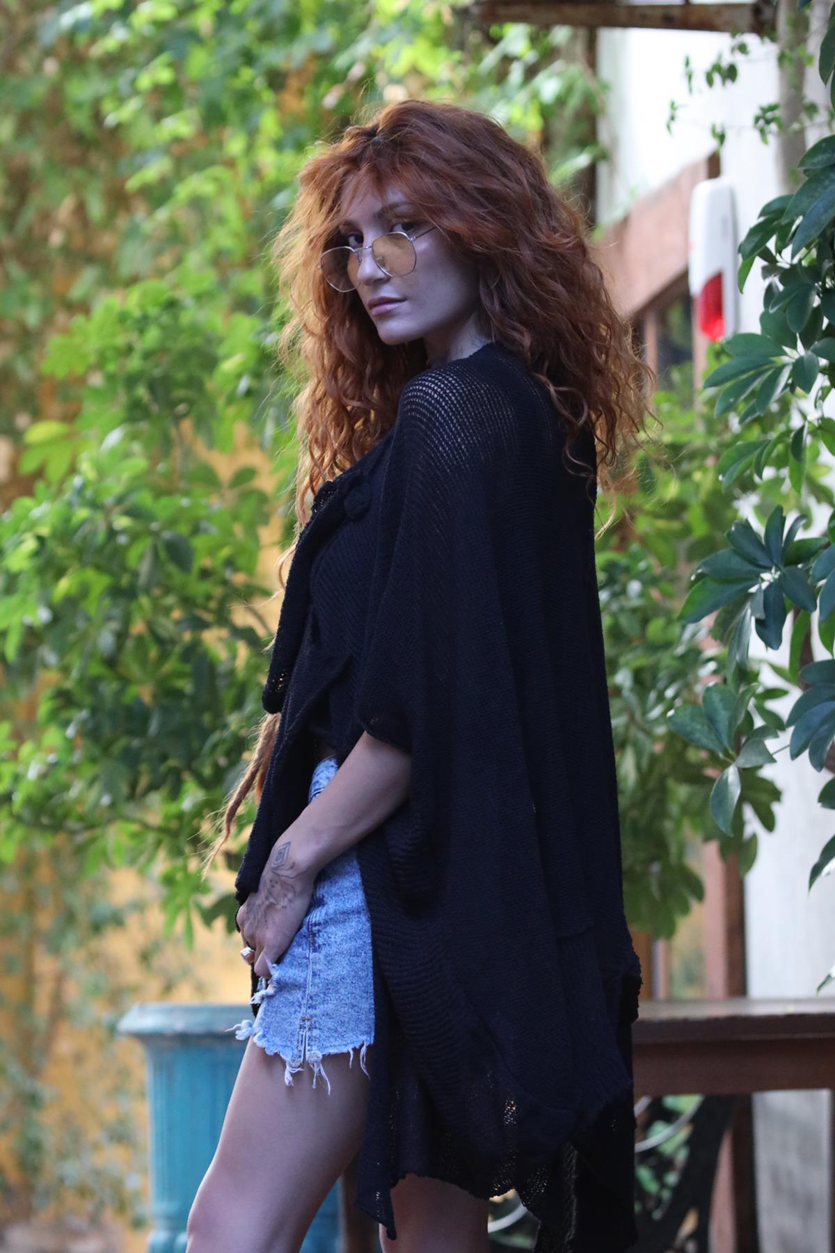 Siyah Asimetrik Kesim Salaş Tunik