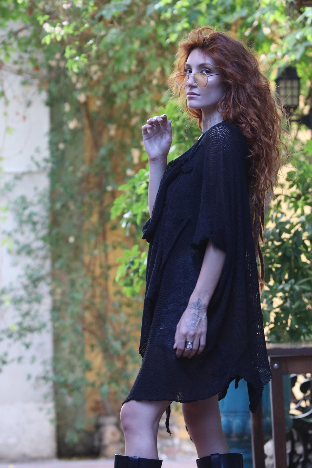 Siyah Asimetrik Kesim Salaş Tunik